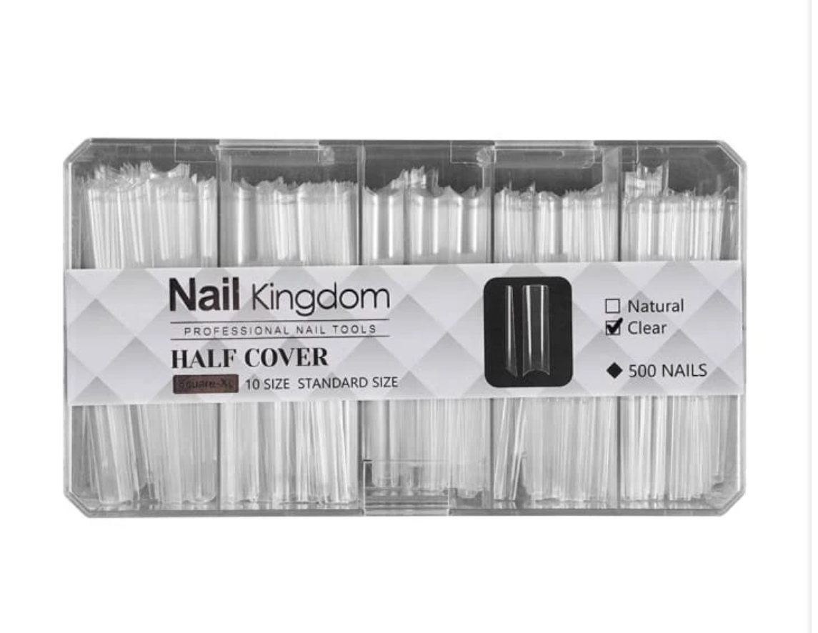 NAIL KINGDOM: Half Cover Square Nail Tips – XL (500 pcs)