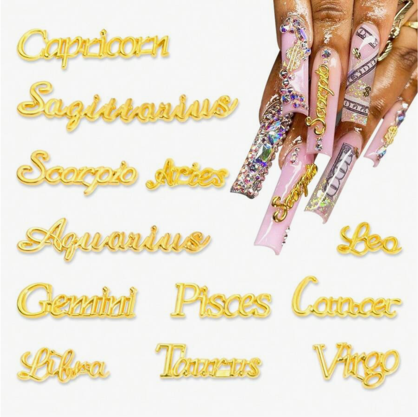 12PCS ZODIAC 3D NAIL CHARMS