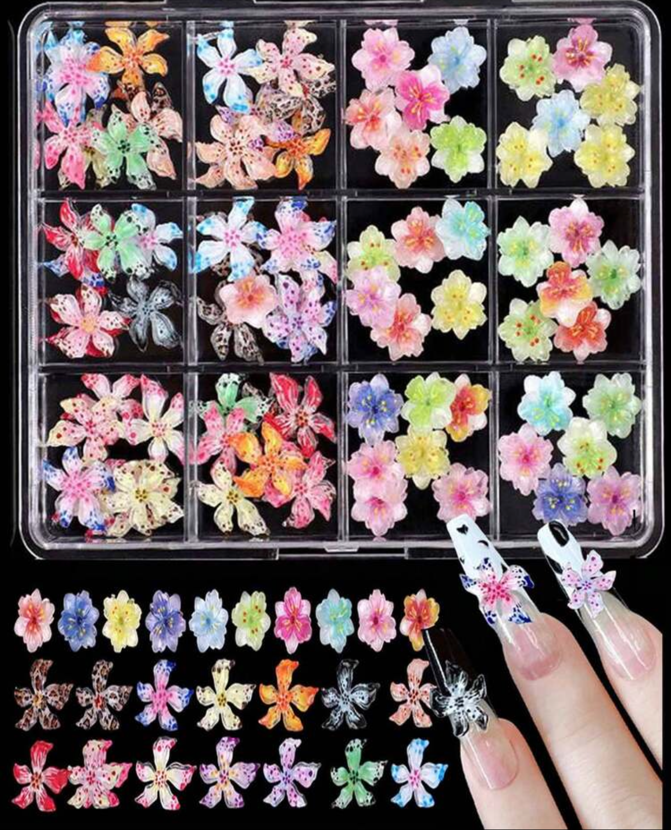 12GRID 3D MIXED RESIN FLOWERS
