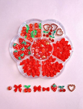 RED MIXED BOWKNOT, STRAWBERRY NAIL CHARMS
