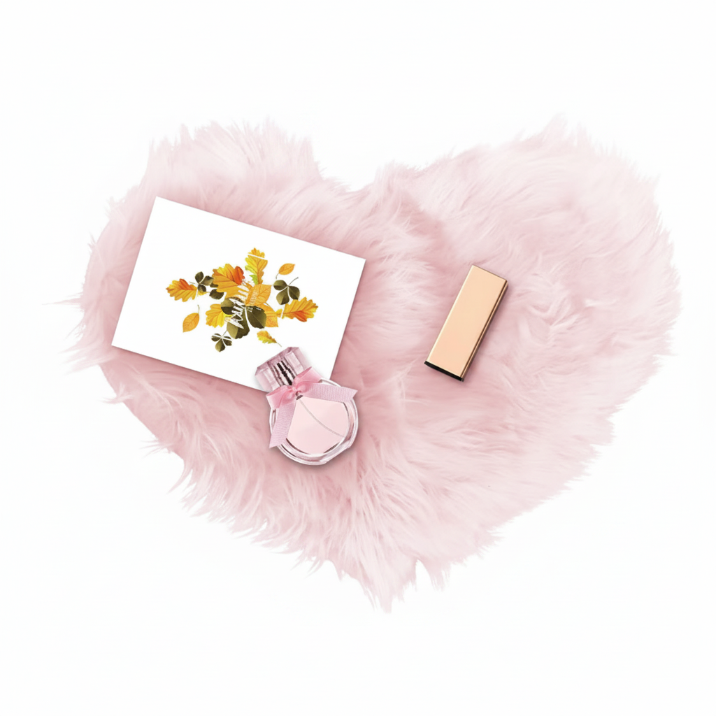 PINK FUR HEART SHAPED PHOTO PROP