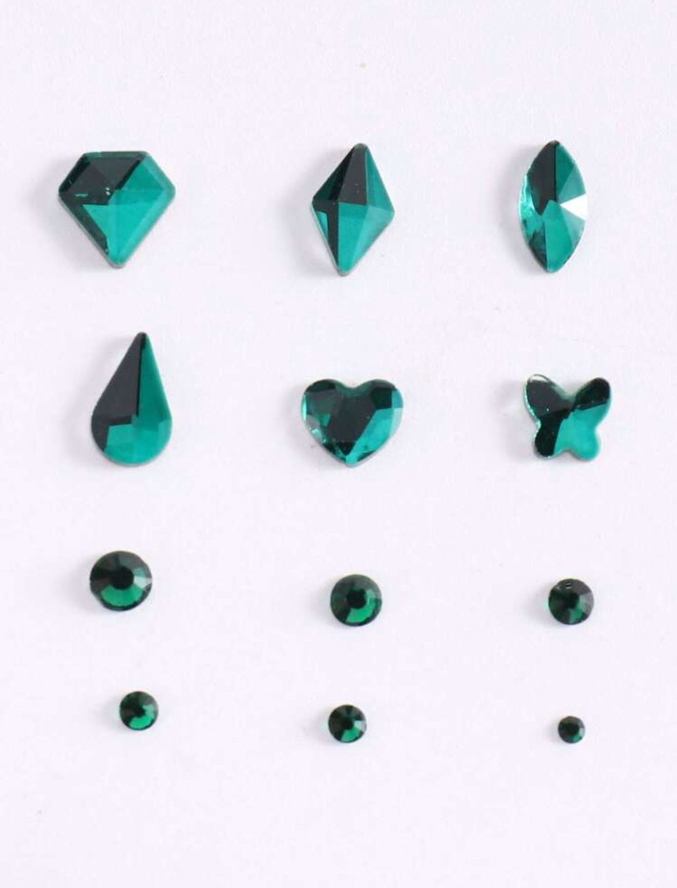 12 GRID EMERALD GREEN RHINESTONES