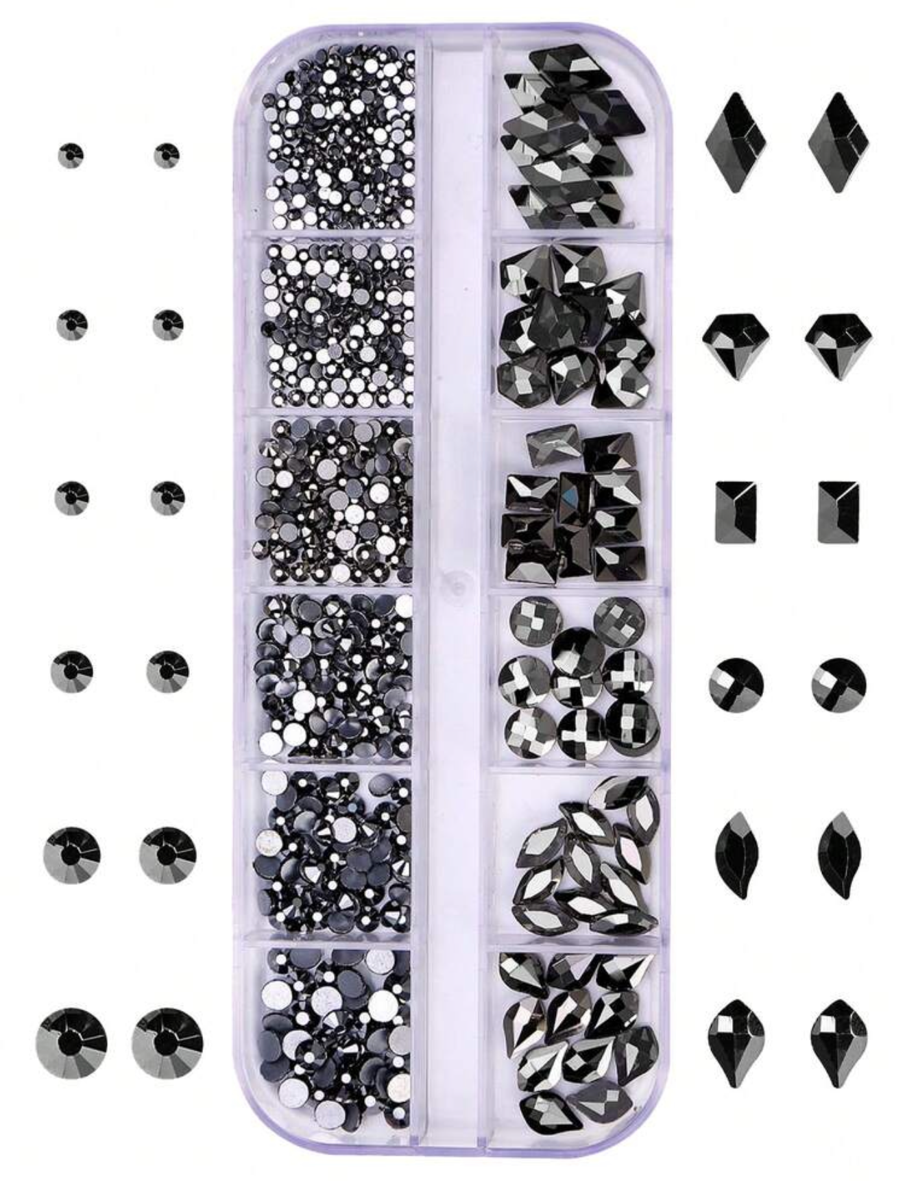 12 GRID BLACK RHINESTONES