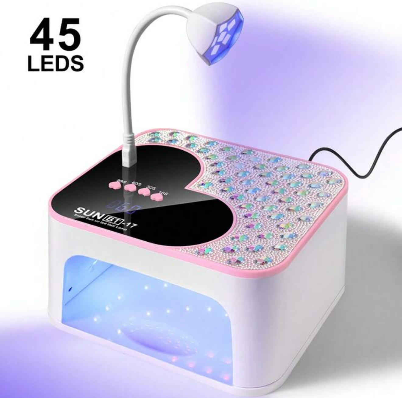 SUN BT-17 UV Light, Wired with Rhinestone, Pink 288W.
