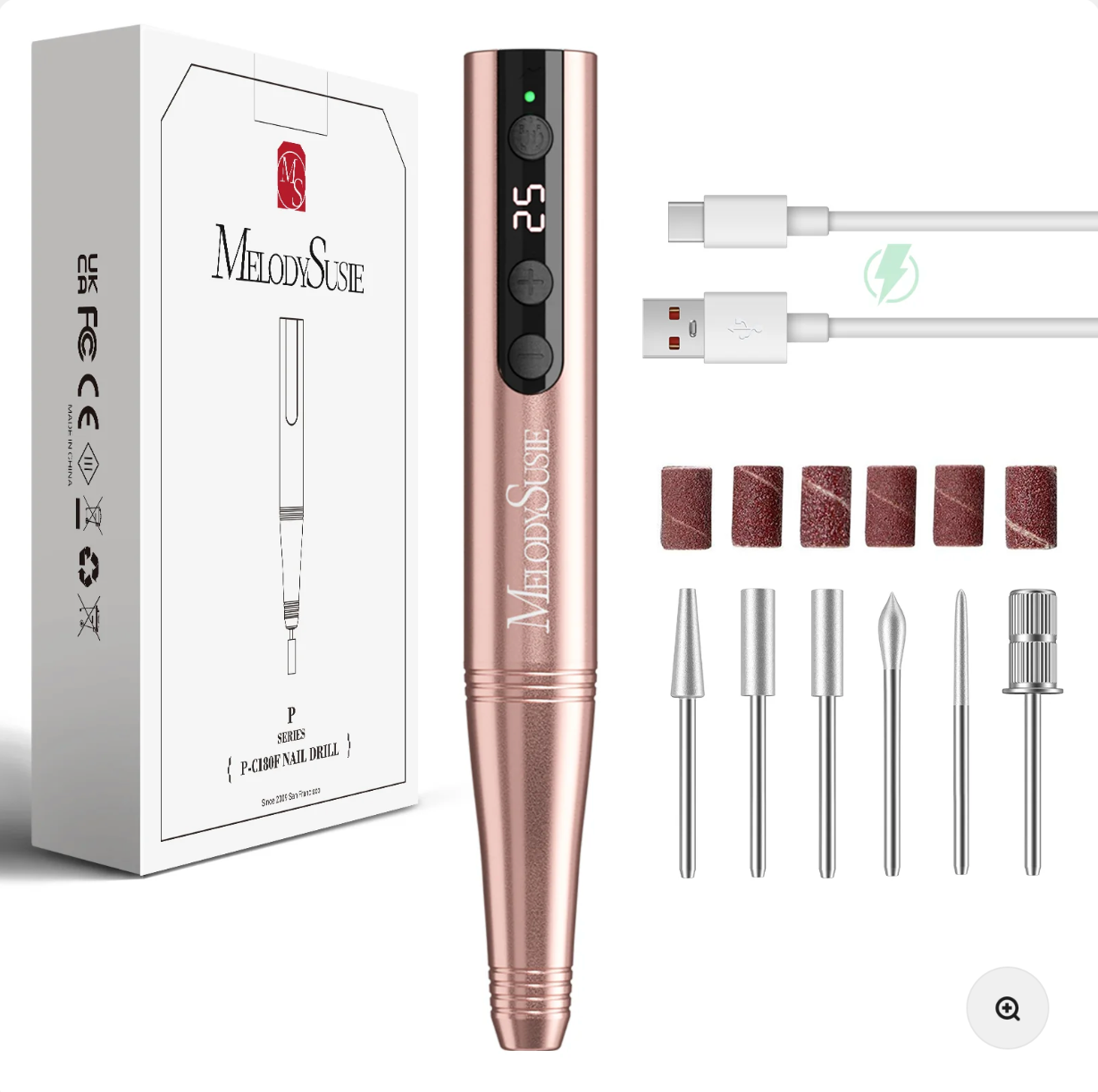 MELODY SUSIE: PC180F Pen-Shaped Rechargeable Nail Drill 25,000RPM - Gold