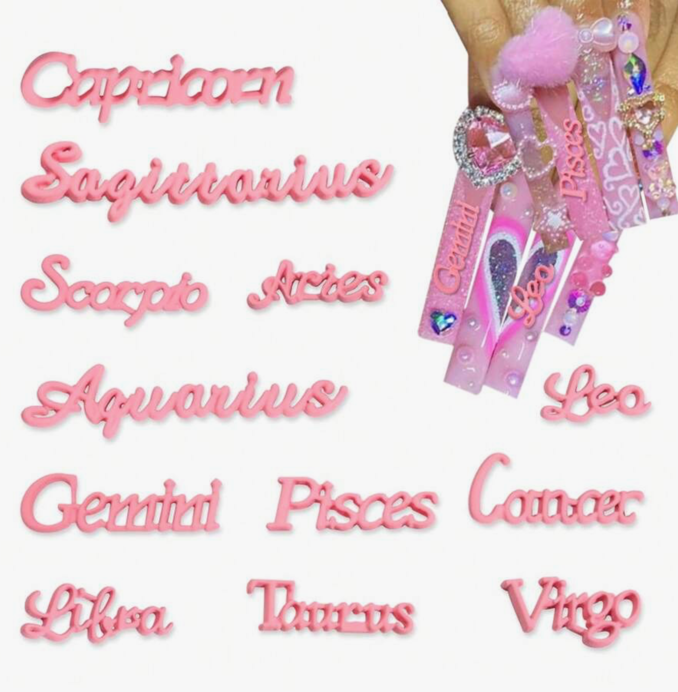 12PCS ZODIAC 3D NAIL CHARMS
