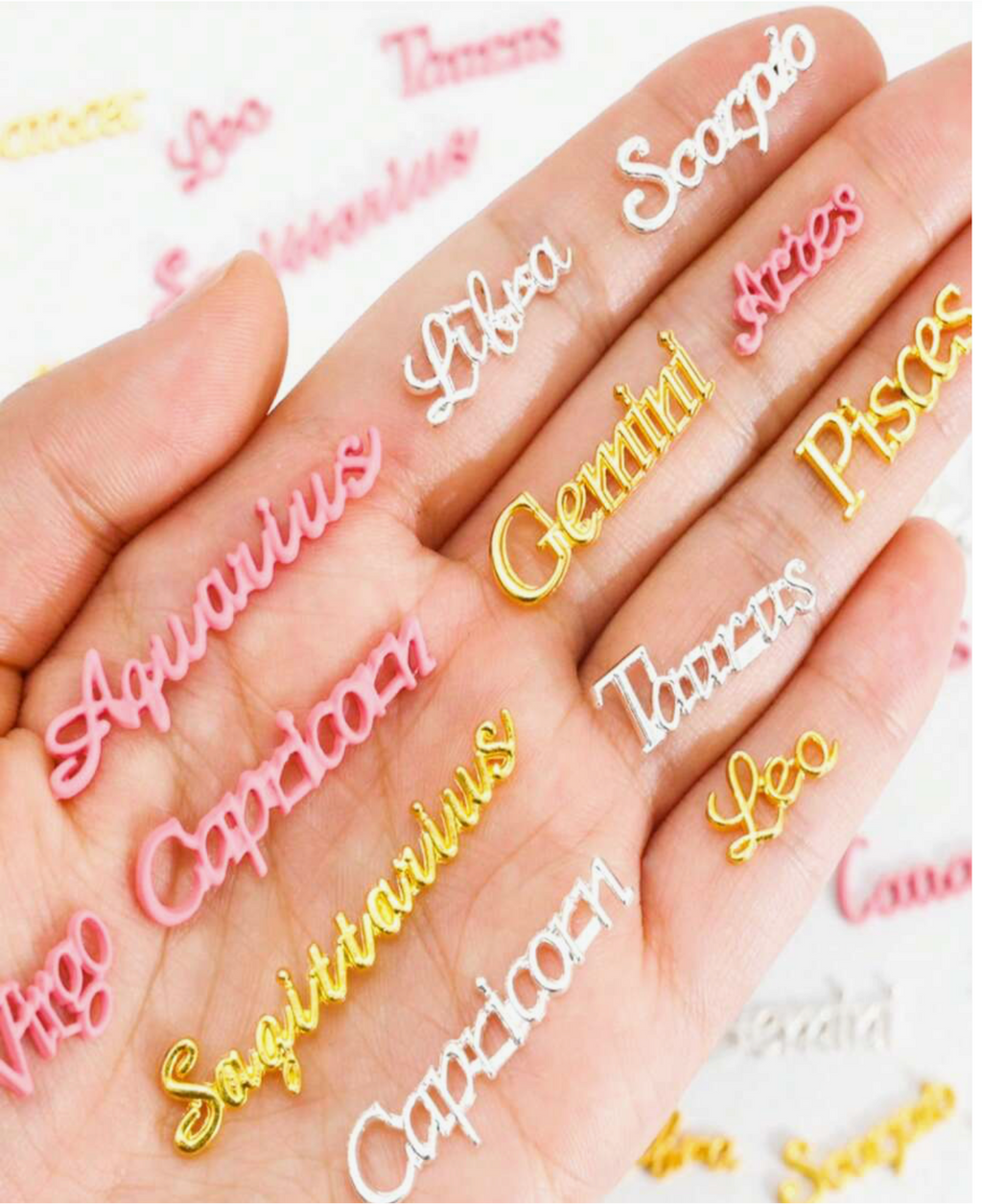 12PCS ZODIAC 3D NAIL CHARMS