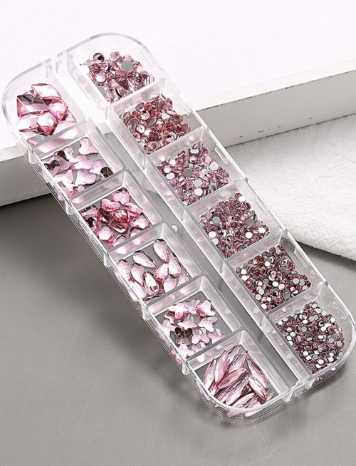 12 GRID PINK RHINESTONES