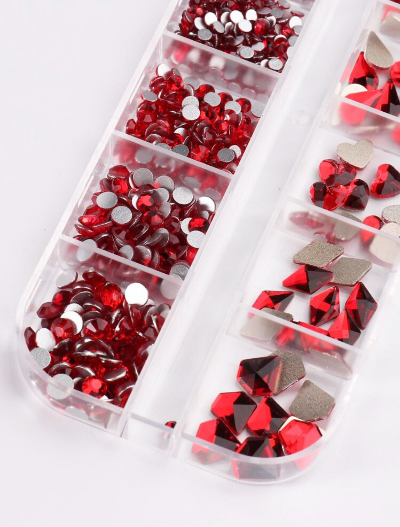 12 GRID RED CRYSTAL NAIL ART RHINESTONES