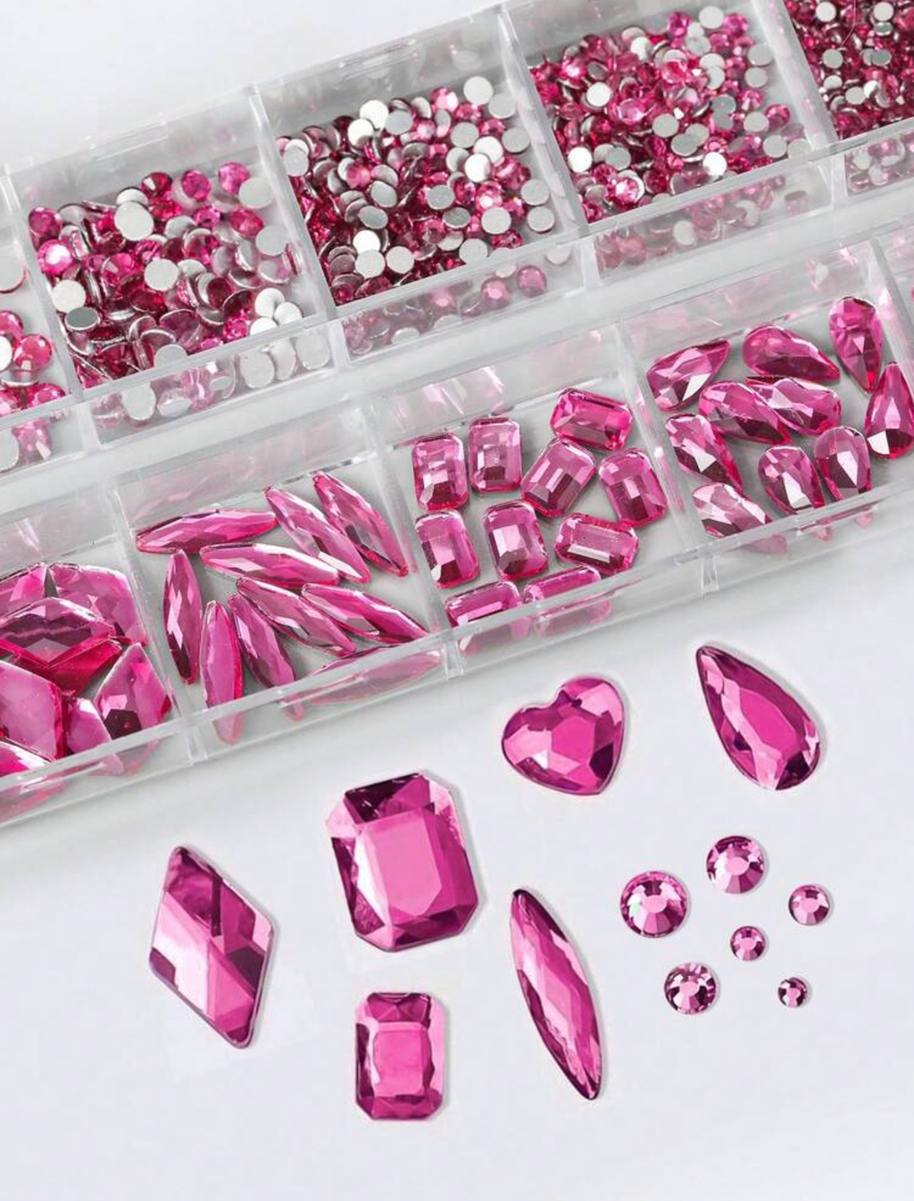 12 GRID HOT PINK RHINESTONES
