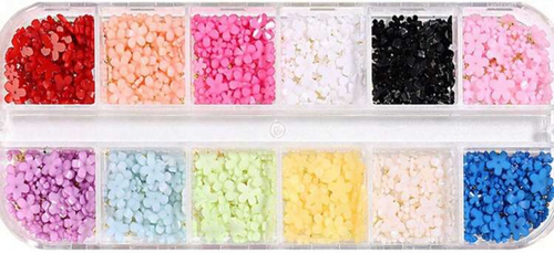12 GRID 3D MIX COLORED NAIL FLOWERS